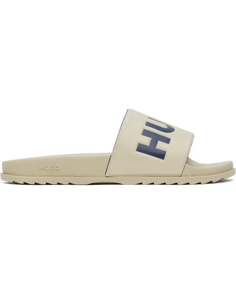 HUGO BOSS Beige Logo Strap Pool Slides 284-open