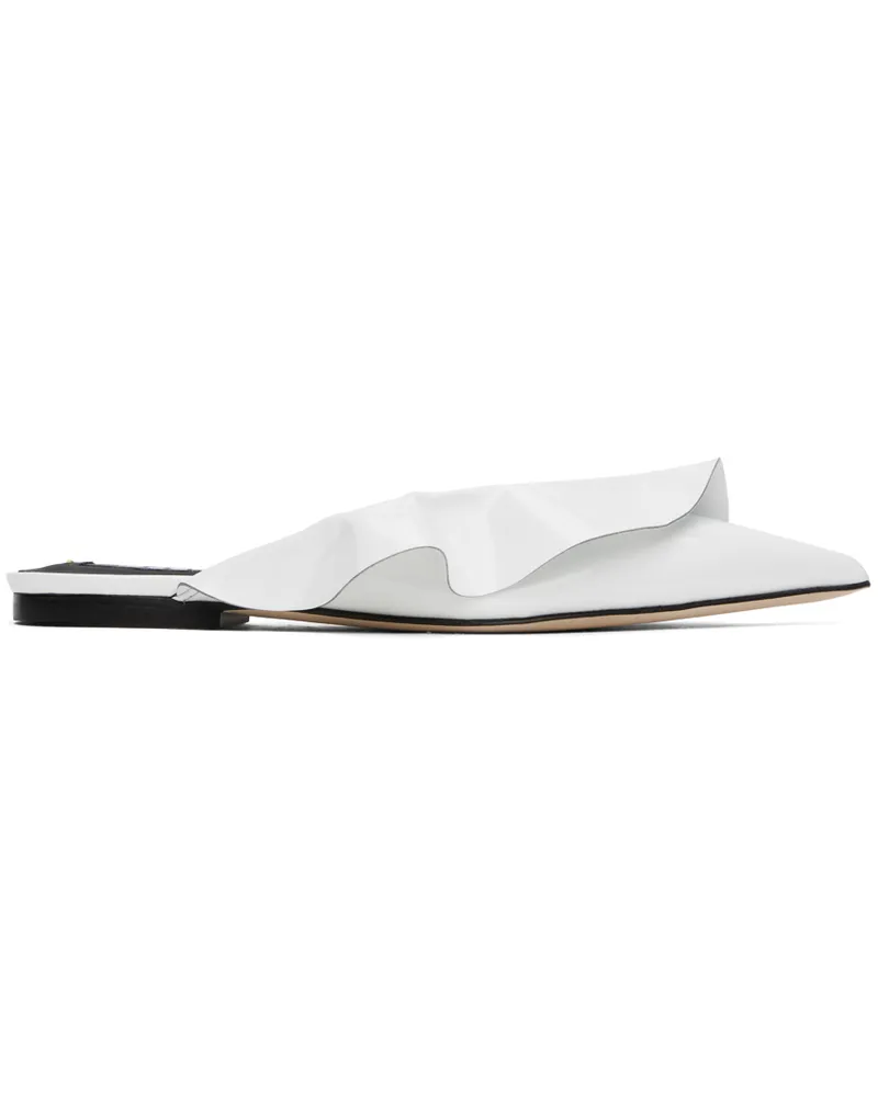 MSGM White Flat Mules 01