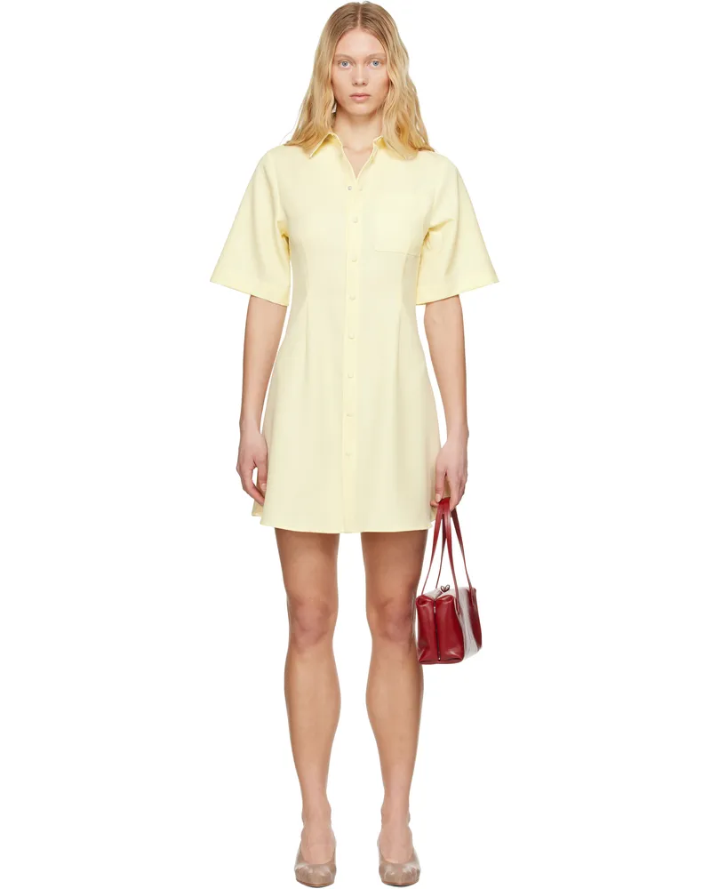 AMI Paris Yellow Wool Short Sleeve Shirt Minidress Beurre