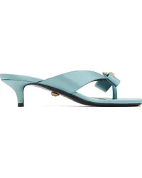 Versace Blue Gianni Ribbon Low Satin Mules 1v59v-forget