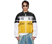 Yellow & White CLOT Edition Moto D Faux-Leather Jacket