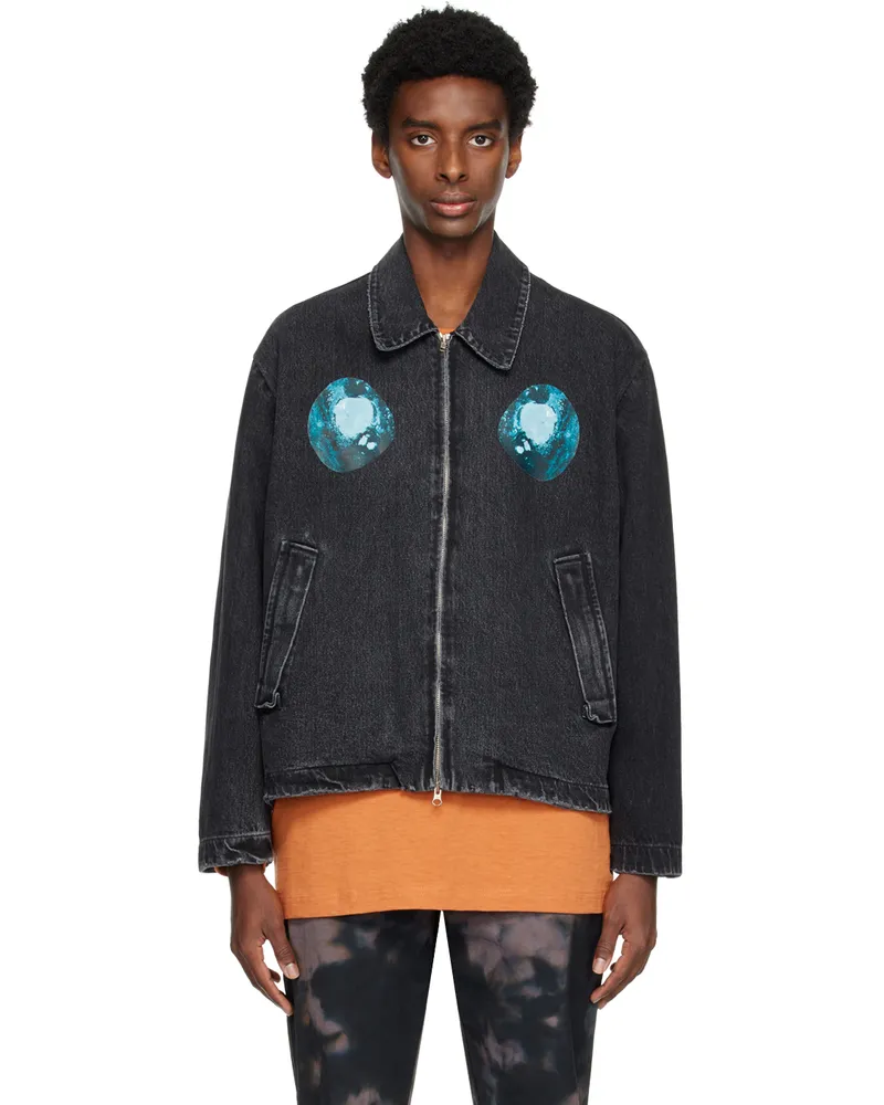 Song For The Mute Black 'Blue Cells' Denim Jacket Black