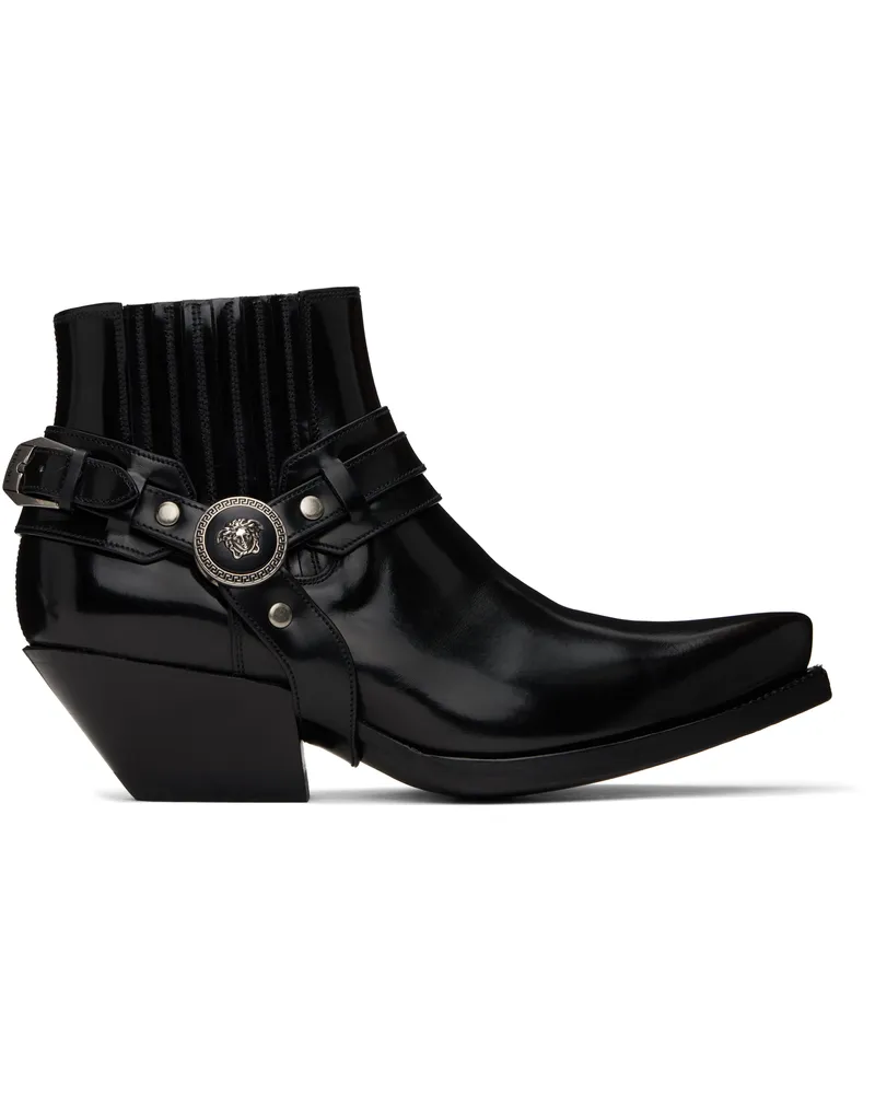 Versace Black Texano Ankle Chelsea Boots 1b00i-black-old