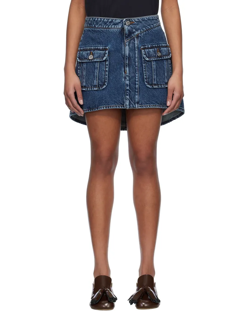 J.W.Anderson Blue Curved Patch Pocket Denim Miniskirt 172
