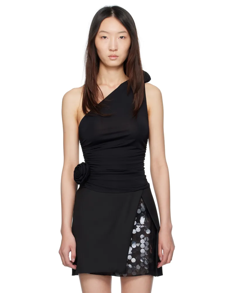 Magda Butrym Black One-Shoulder Top Black
