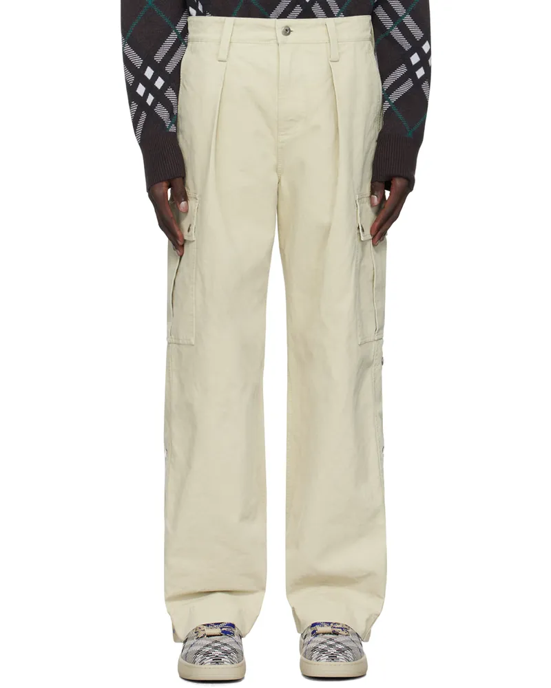Burberry Off-White Cotton Cargo Pants Plaster