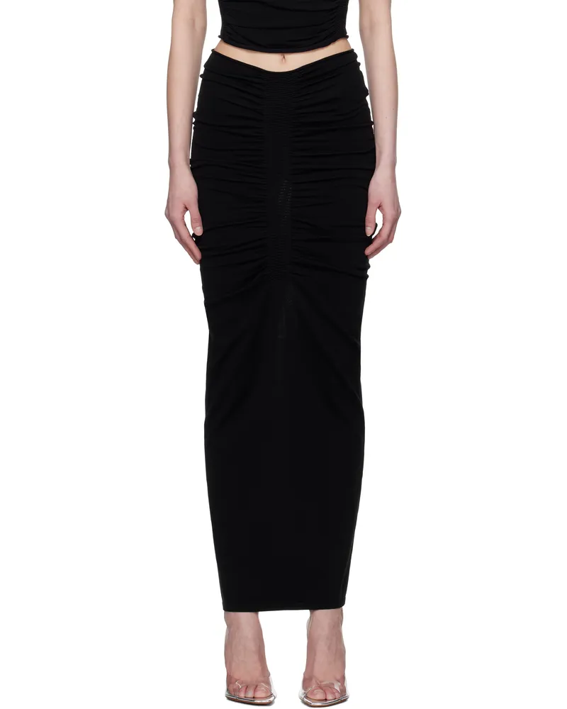 Alexander Wang Black Ruched Maxi Skirt Black