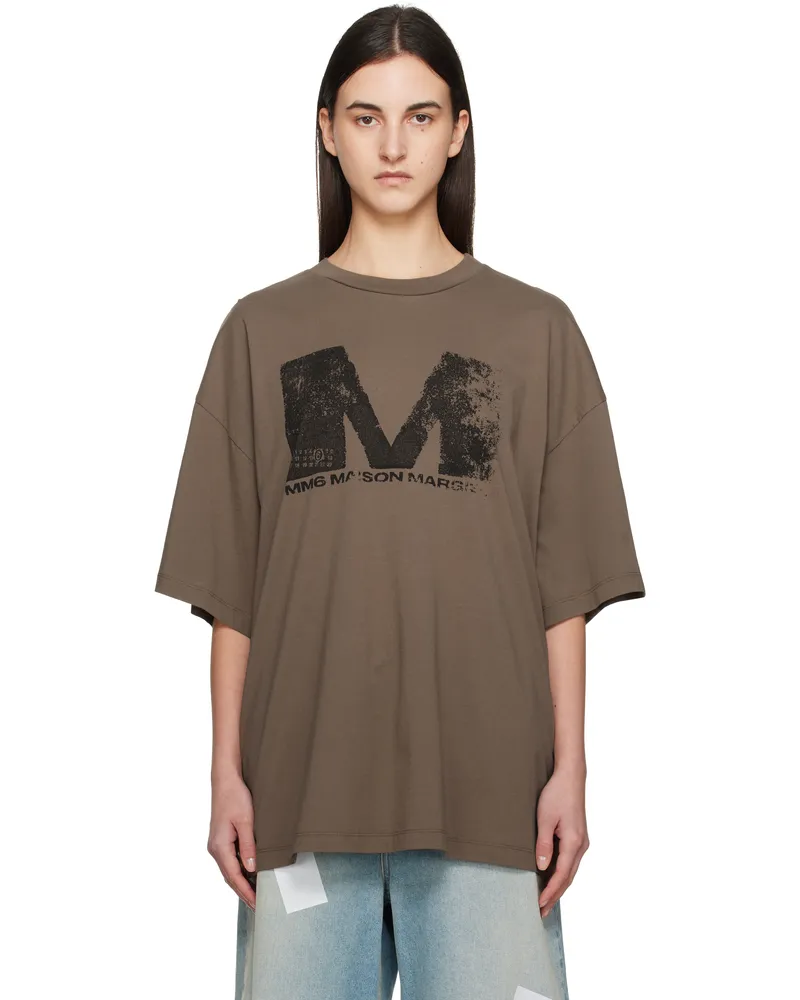 Maison Margiela Brown Sunbleached Logo T-shirt 134