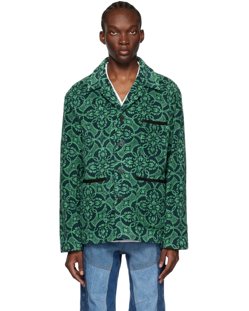 Marine Serre Green & Navy Towels Jacket 05