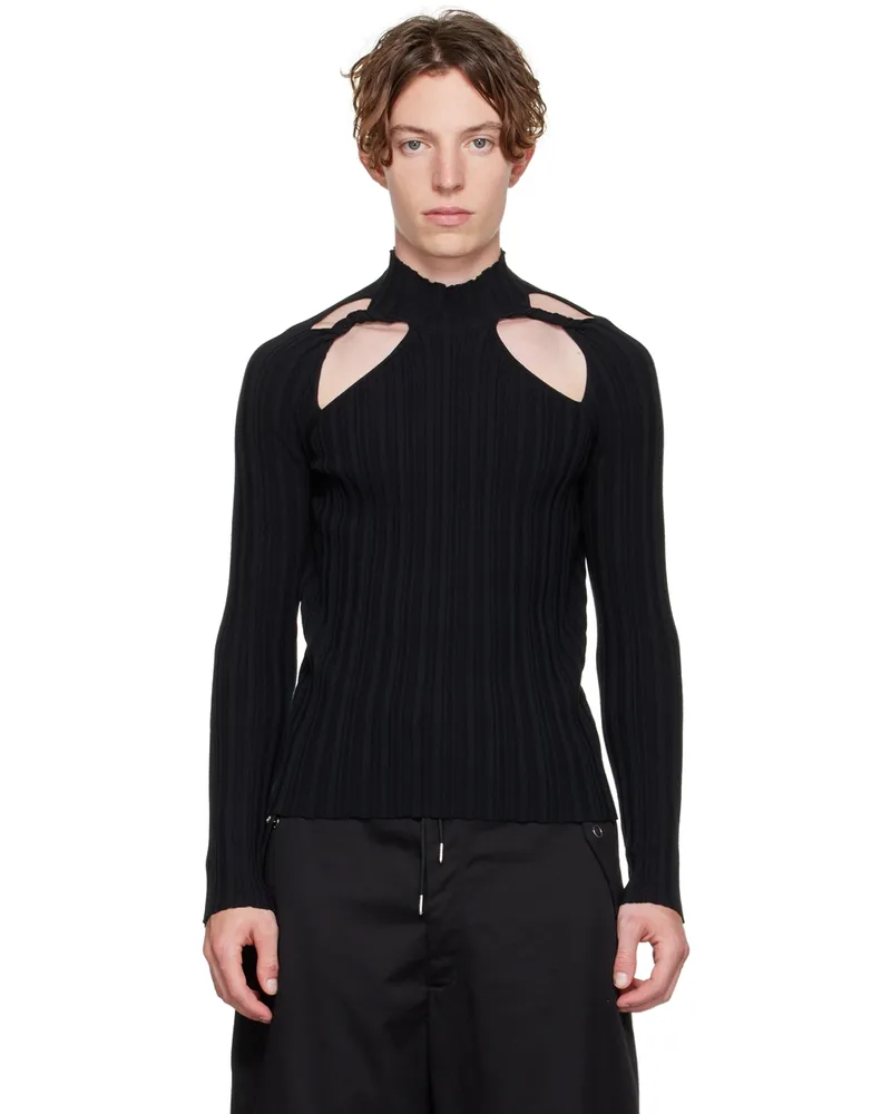 Dion Lee SSENSE Exclusive Black Collarbone Skivvy Sweater Black