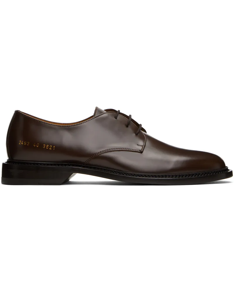 Common Projects Brown Polished Leather Derbys 3621