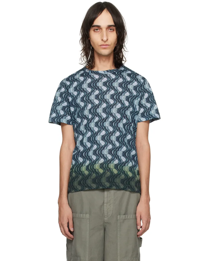 Dries van Noten Blue Hand-Dyed T-Shirt 901