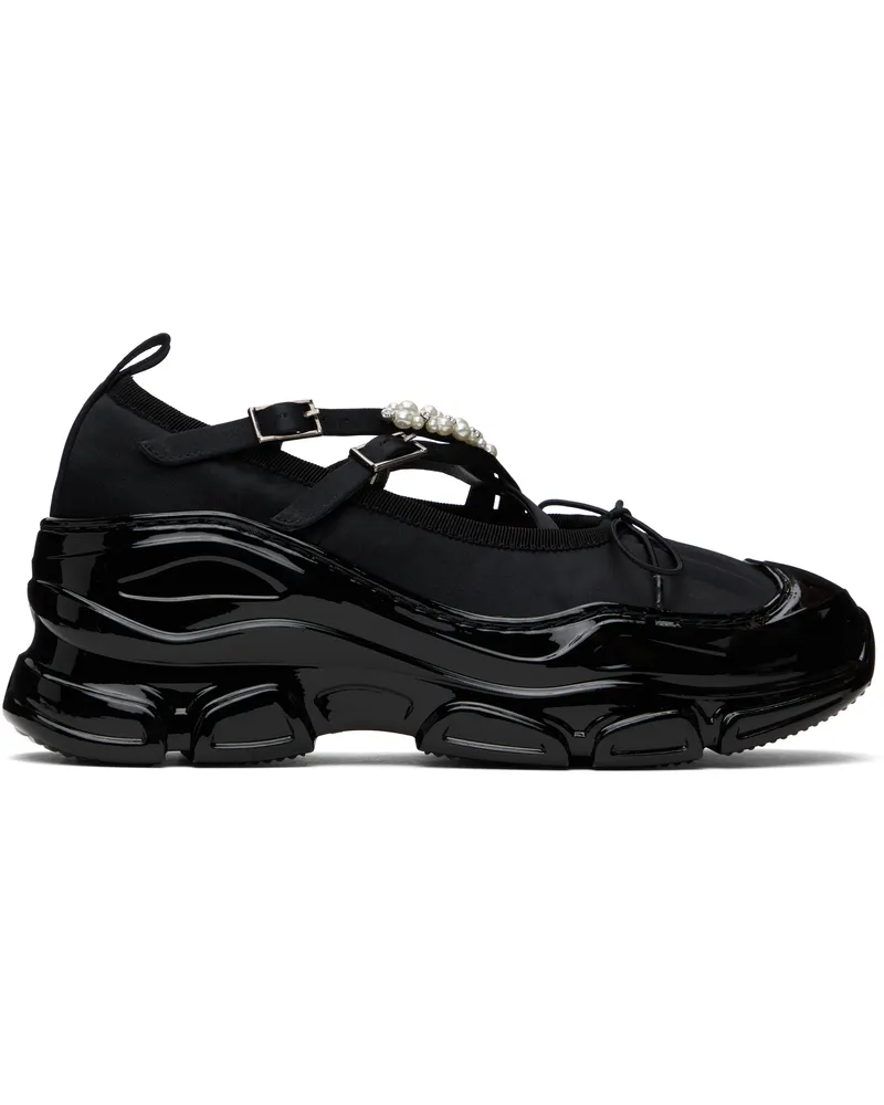 Simone Rocha Black Beaded Tracker Ballerina Sneakers Black
