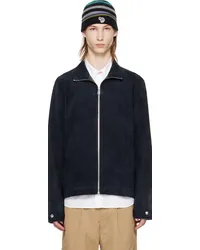 Paul Smith Navy Zip Leather Jacket Blues