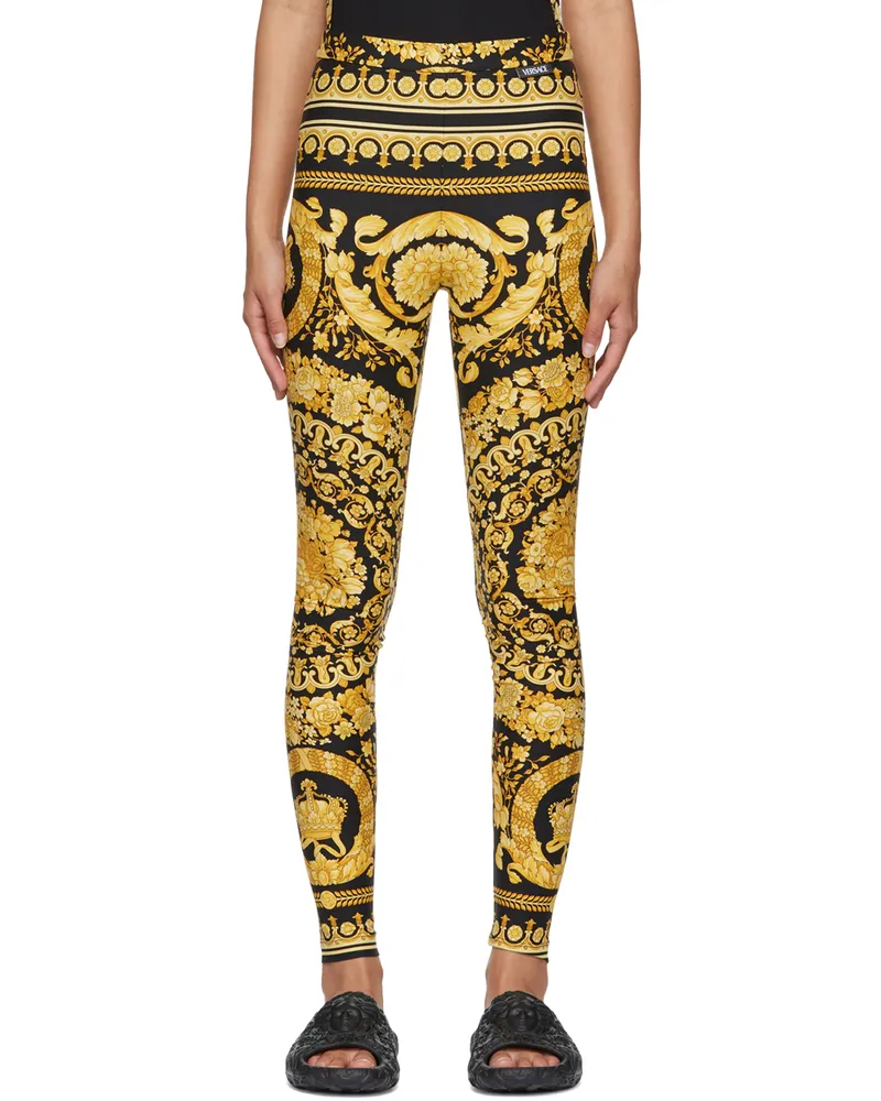 Versace Black & Gold Barocco Leggings 5b000