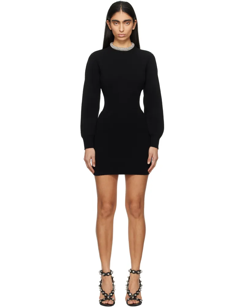 Alexander Wang Black Crystal Tubular Necklace Minidress Black