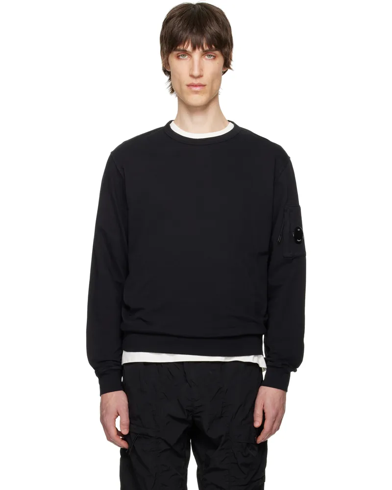 C.P. Company Black Light Fleece Crewneck Lens Sweatshirt 999
