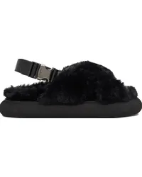 Moncler Black Solarisse Faux-Fur Sandals Black