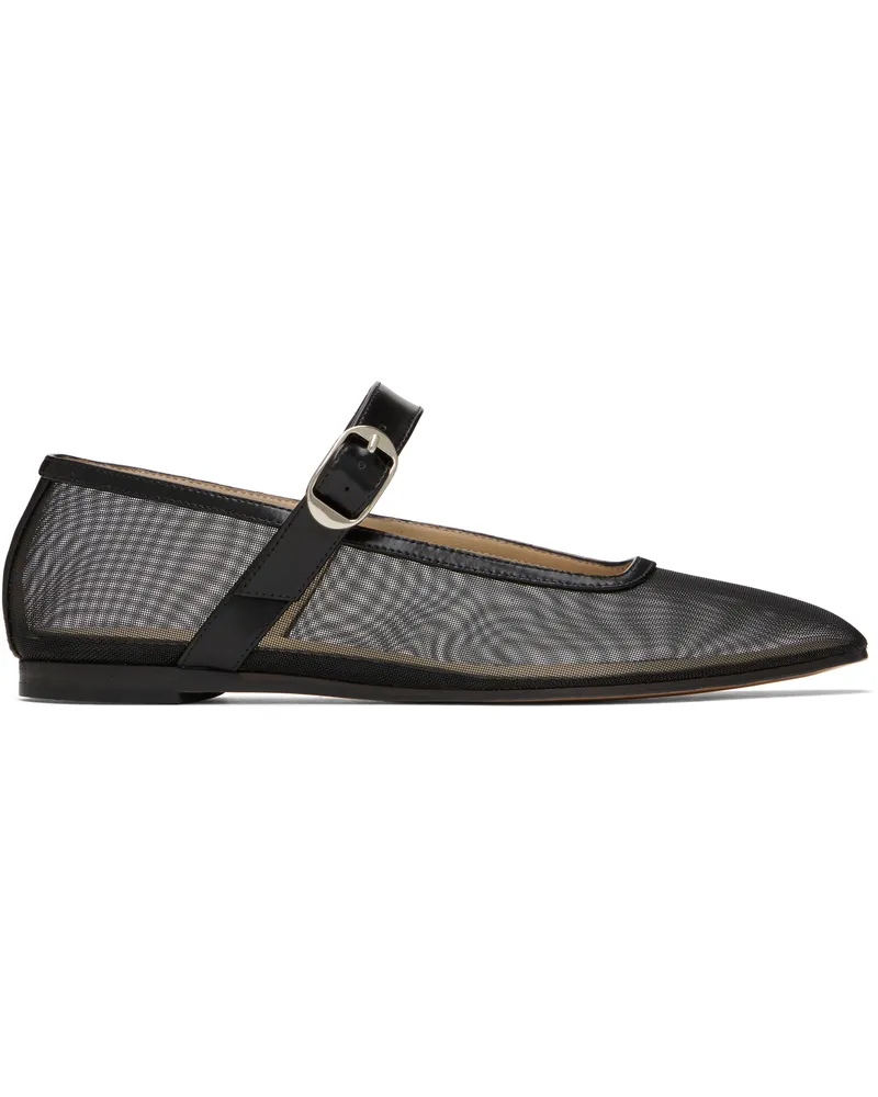 Le Monde Béryl Black Mesh Mary Jane Ballerina Flats Black