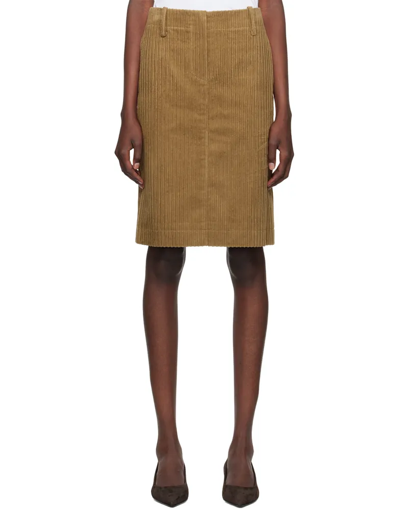 Nothing Written Beige H-Line Midi Skirt Camel