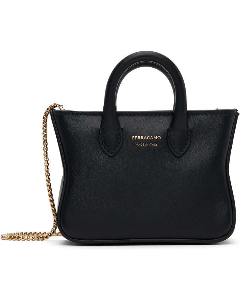Ferragamo Black Tote Mini Charm Coin Pouch 001