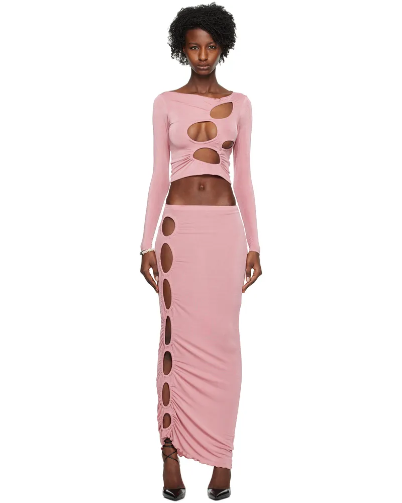 TYRELL SSENSE Exclusive Pink Long Sleeve T-Shirt & Midi Skirt Set Bubblegum