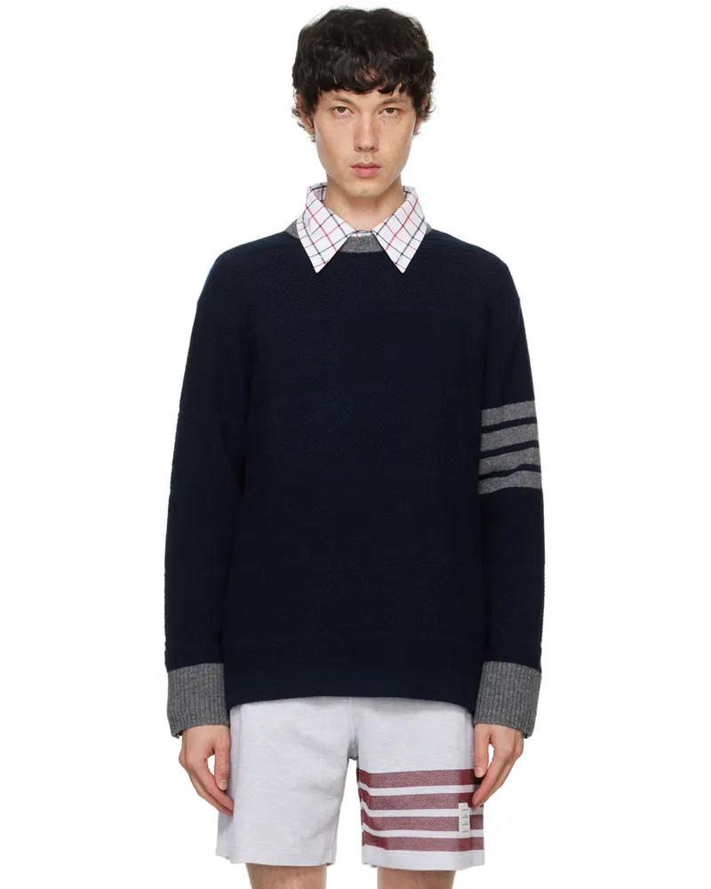 Thom Browne Navy 4-Bar Sweater 415