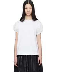 Simone Rocha White Tulle Overlay Puff Sleeve T-Shirt White