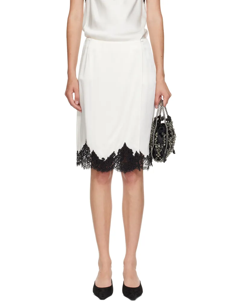 Stella McCartney Off-White Lace Satin Midi Skirt 9200