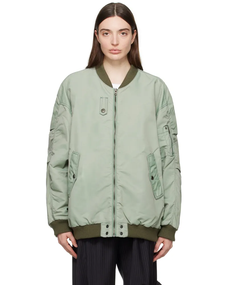 OPEN YY Khaki Oversized Bomber Jacket Khaki