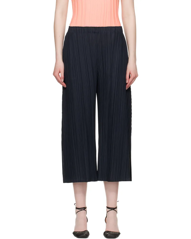 Issey Miyake Navy Mellow Pleats Trousers 14