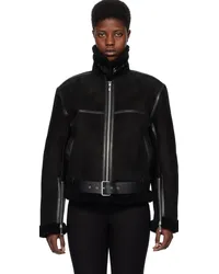 Totême Black Aviator Leather Jacket Black