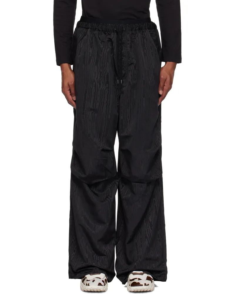 Marine Serre Black Recycled Moiré Parachute Sweatpants Bk99