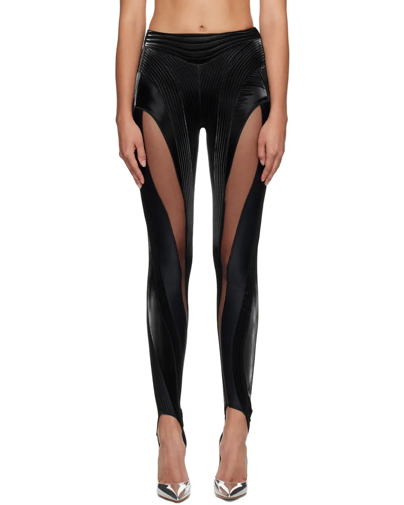 Thierry Mugler Black Quilted Faux-Leather Leggings B1999