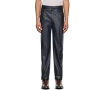 Navy YASPIS Edition Faux-Leather Trousers