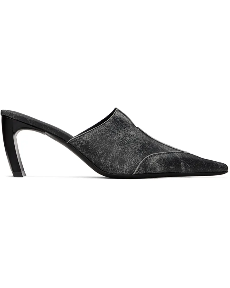 Charlotte Knowles SSENSE Exclusive Black Serpent Mules Moto