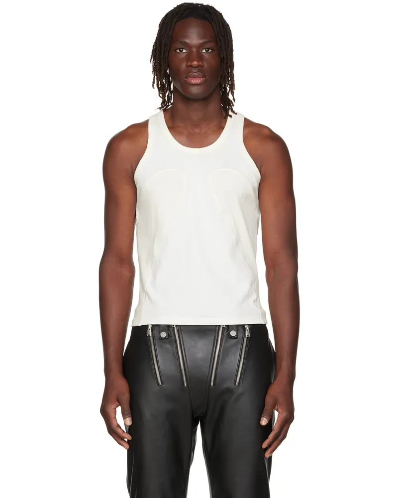 Dion Lee White Rib Shift Tank Top Ivory