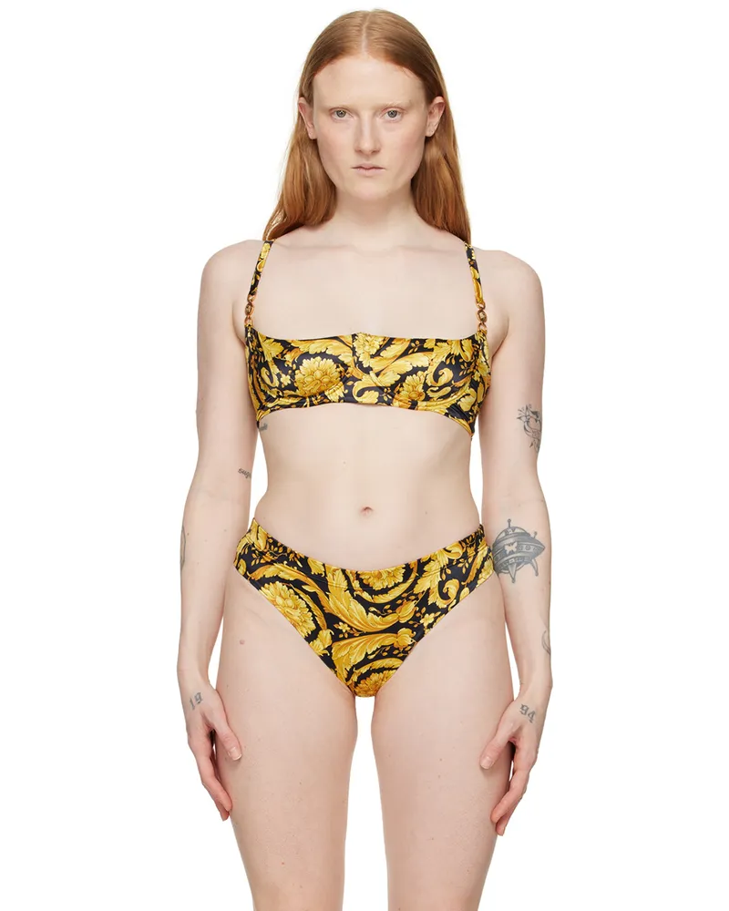 Versace Black & Yellow Barocco Bra 5b000-black+gold