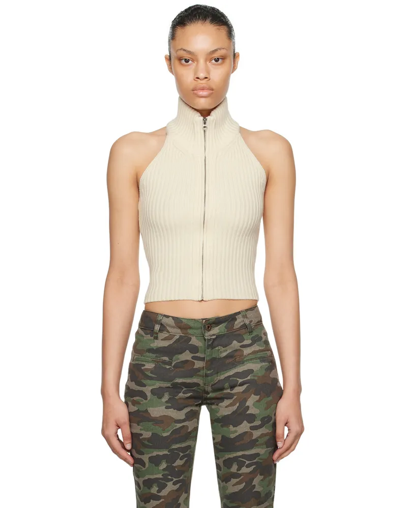 Fax Copy Express Off-White Open Back Sweater White