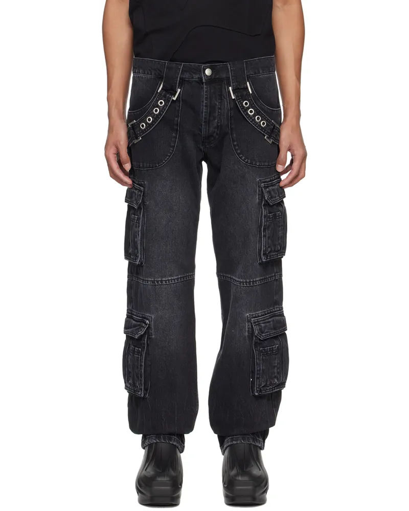 MISBHV Black Harness Cargo Pants Black