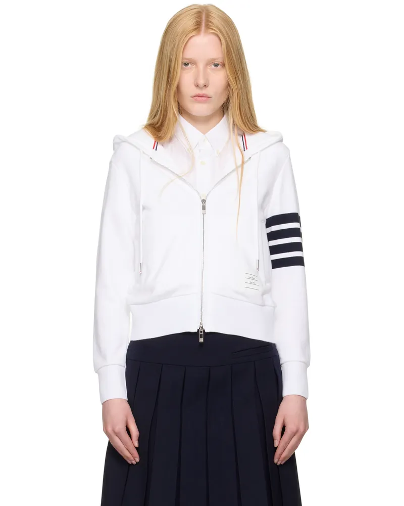 Thom Browne White Classic Zip Up Hoodie 104