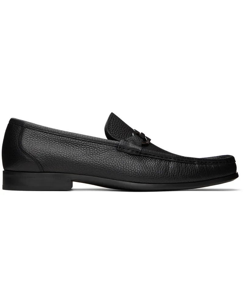 Ferragamo Black Gancini Ornament Loafers Nero