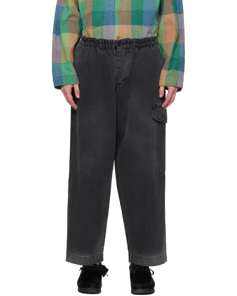 YMC Black Faded Trousers 01-black