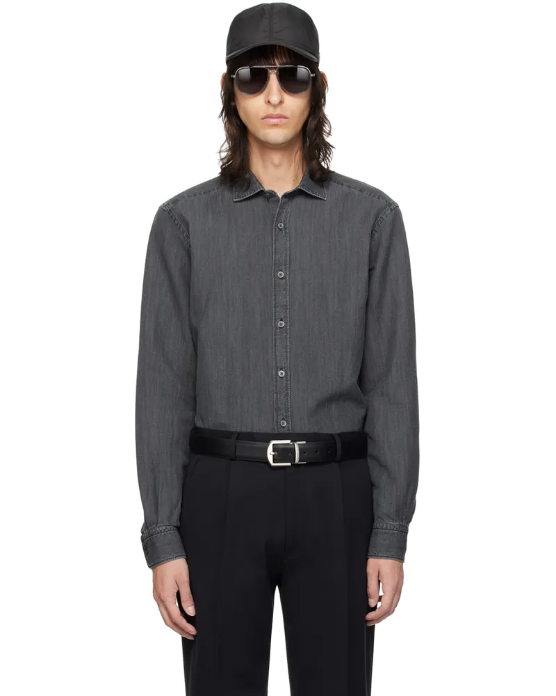 Ermenegildo Zegna Black Buttoned Denim Shirt 481