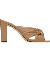 Jimmy Choo Brown Avenue 85 Heeled Sandals Biscuit