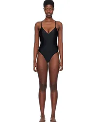 Matteau Black Crossback Plunge One-Piece Swimsuit Black