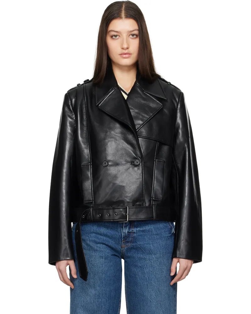 Anine Bing Black Simone Leather Jacket Black