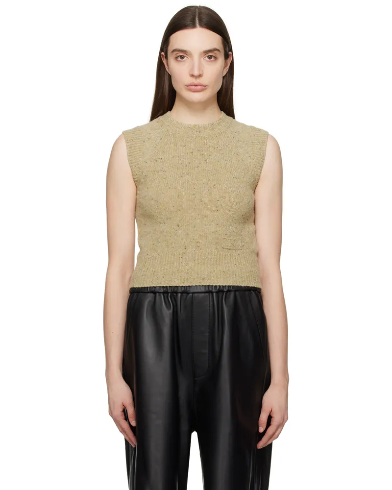 AMI Paris Beige Sleeveless Vest Sauge