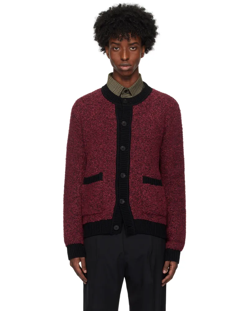 Ernest W. Baker Black & Red Bouclé Cardigan Black&bordeaux