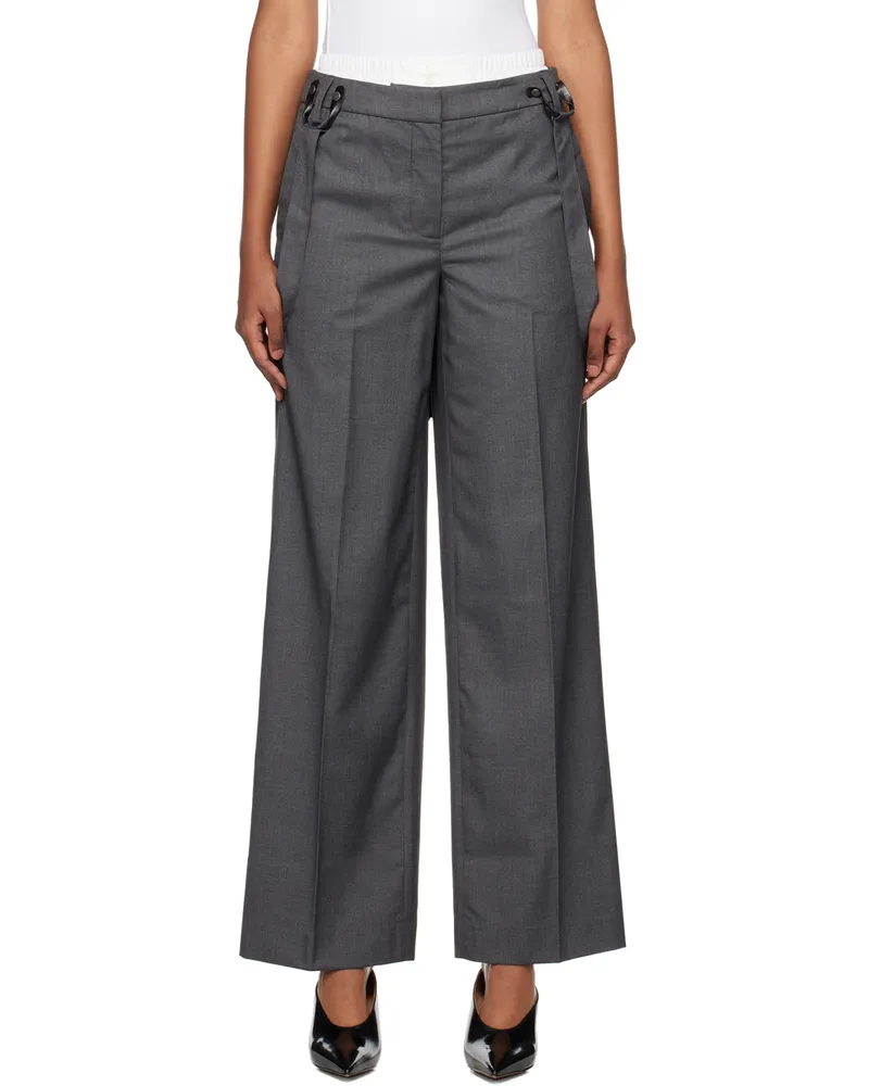 ROTATE Birger Christensen Gray Suspender Trousers 18-0201
